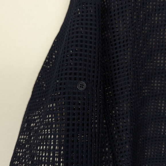 NWT Akris Punto Navy Techno Grid Collared Blouse - Picture 5 of 9